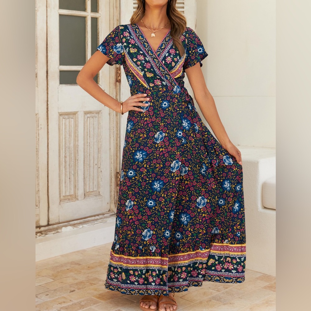 Bloomchic size 30 (6x) floral boho maxi dress NWT